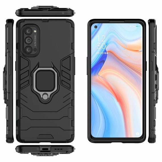 Telefontok a Oppo Reno 4 Pro 5G, Kickstand Ring, fekete