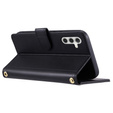 Flap tok Samsung Galaxy S25, Rhombus Crossbody Leather, fekete