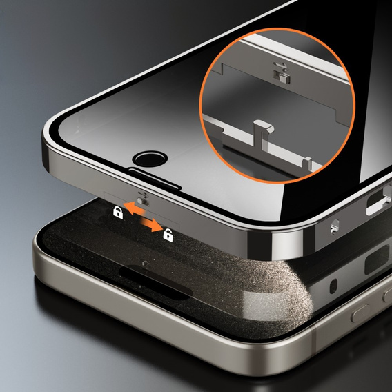Tok iPhone 15 Pro Max készülékhez, Privacy Dual Glass, MagSafe-hoz, ezüst