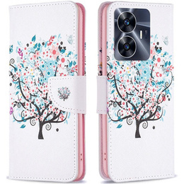 Pattintható tok a Realme C55, Wallet, colorful tree, fehér