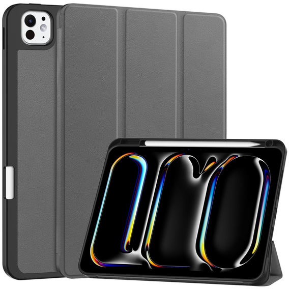 Tok iPad Pro 11" 2024 (5 gen.), Smartcase tolltartóval, szürke