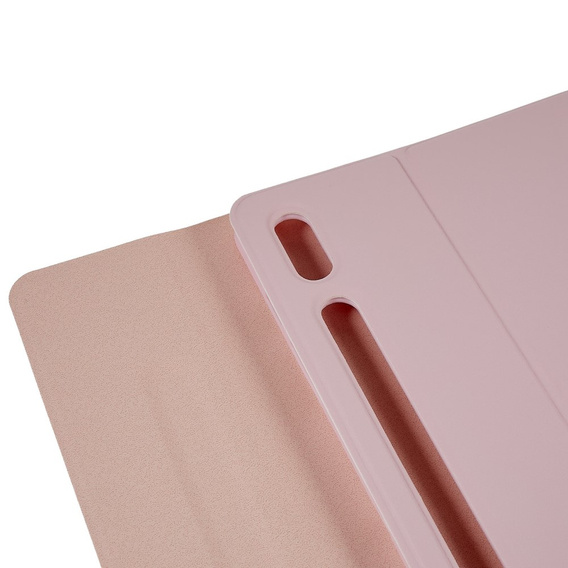 Tok + billentyűzet Galaxy Tab S7+ Plus / S8+ Plus /S7 FE T730 T733, Pen Slot, rózsaszín rose gold