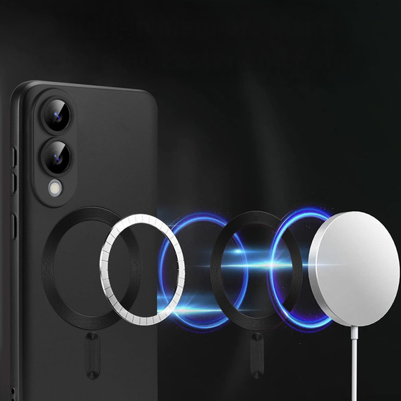 Tok Samsung Galaxy S25 Edge, ColorMag, MagSafe-hoz, fekete + 9H edzett üveg