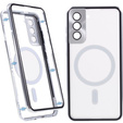 Magnetic Dual Glass MagSafe tok Samsung Galaxy S21+ Plus, ezüst