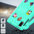 Gyermek tok T Tablet 5G, Cute Patterns, állvánnyal, zöld