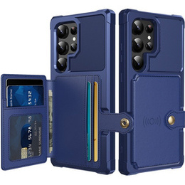 Tok Samsung Galaxy S24 Ultra Card Holder Kickstand, Card Holder Kickstand, kék