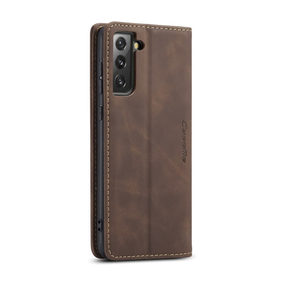 CASEME tok Samsung Galaxy S21 FE, Leather Wallet Case, kávé