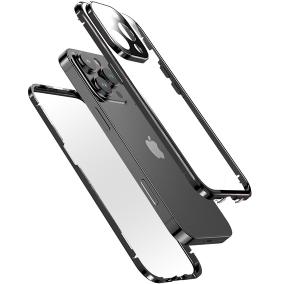 Tok iPhone 16 Pro Max, Magnetic Dual Glass, fekete