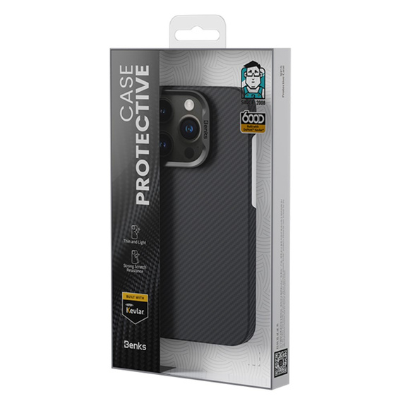 BENKS Kevlar tok iPhone 15 Pro, Carbon Fiber, fekete