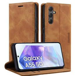 Telefontok a Samsung Galaxy A55, ERBORD Vintage, barna + üveg a képernyőhöz