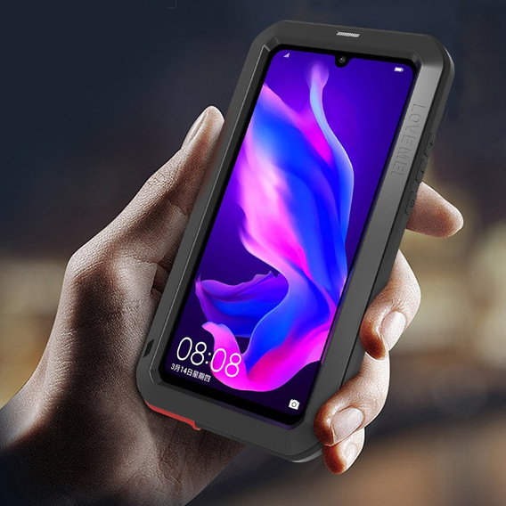Love Mei Telefontok a Huawei P30 Lite/ Nova 4e, armored with glass, fekete