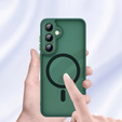 Tok Samsung Galaxy S25-hoz, MagSafe, ERBORD Matt Case, zöld + képernyőüveg