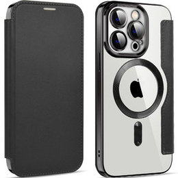 Pattintható tok a iPhone 13 Pro, RFID Wallet MagSafe CamShield, fekete