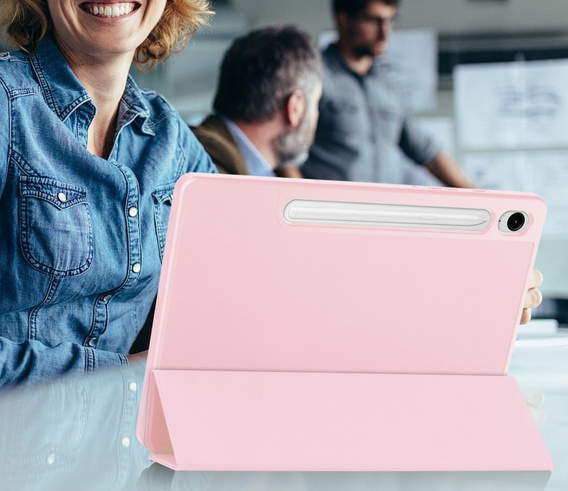 Tok Samsung Galaxy Tab S10 FE+ Plus, Smartcase tolltartóval, rózsaszín