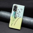 Pattintható tok a Oppo A38 4G / Oppo A18 4G, Wallet, Feather kék / sárga