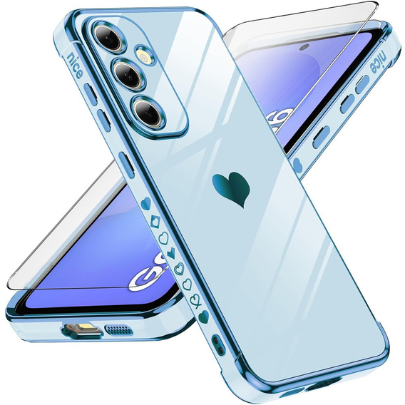 Tok Samsung Galaxy A36, Electro heart, kék + üveg 9H