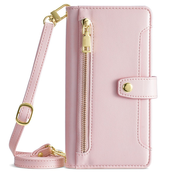 Pattintható tok a Motorola Moto G15 / G15 Power, Wallet Zipper Pocket, rózsaszín