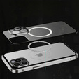 Magnetic Dual Glass MagSafe tok iPhone 14 Pro Max, ezüst