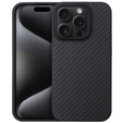 Tok iPhone 15 Pro Max, Aramid Fiber Cover, fekete