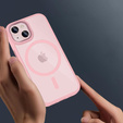 Tok iPhone 14-hoz, MagSafe, ERBORD Matt Case, rózsaszín + képernyőüveg