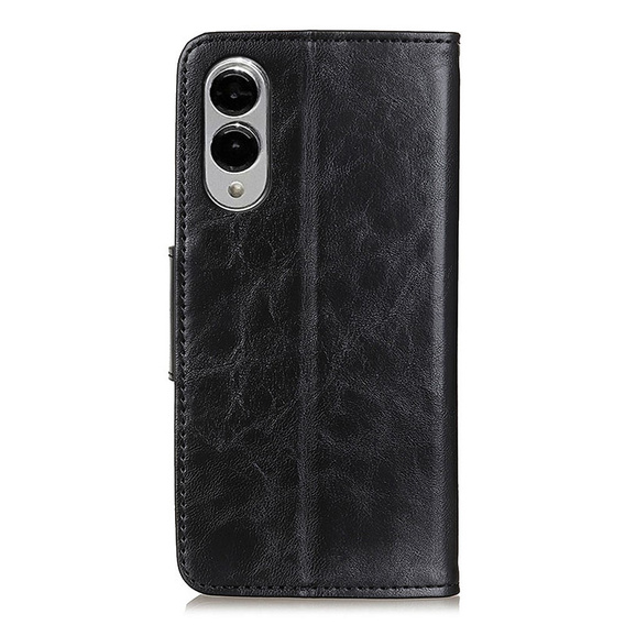 Pattintható tok a Samsung Galaxy S25 Edge, Crazy Horse Wallet, fekete