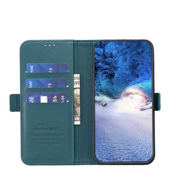 Pattintható tok a Xiaomi Redmi Note 13 5G, BINFEN Wallet, zöld