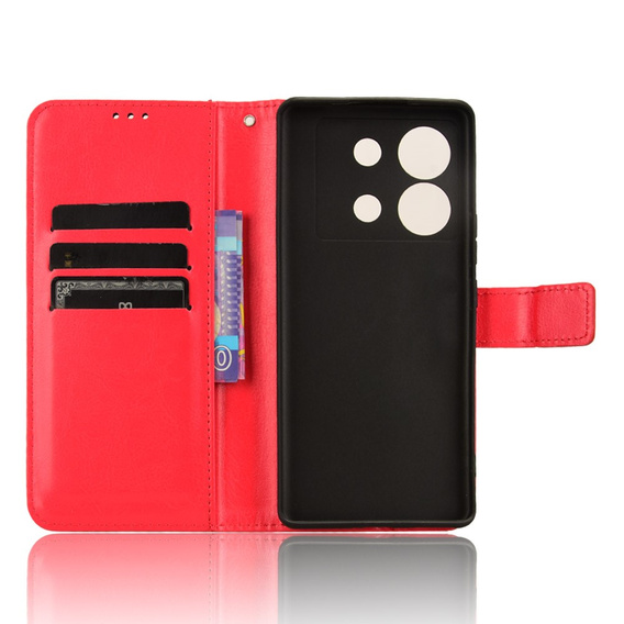 Pattintható tok a Infinix Zero 30 5G, Crazy Horse Wallet, piros