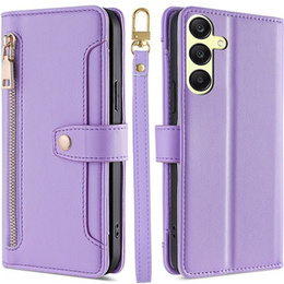 Pattintható tok a Samsung Galaxy A25 5G, Wallet Zipper Pocket, lila