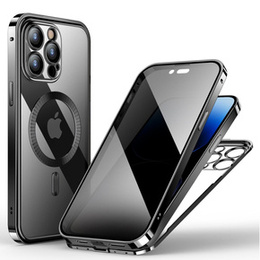 Tok iPhone 14 Pro készülékhez, Privacy Dual Glass, MagSafe-hoz, fekete