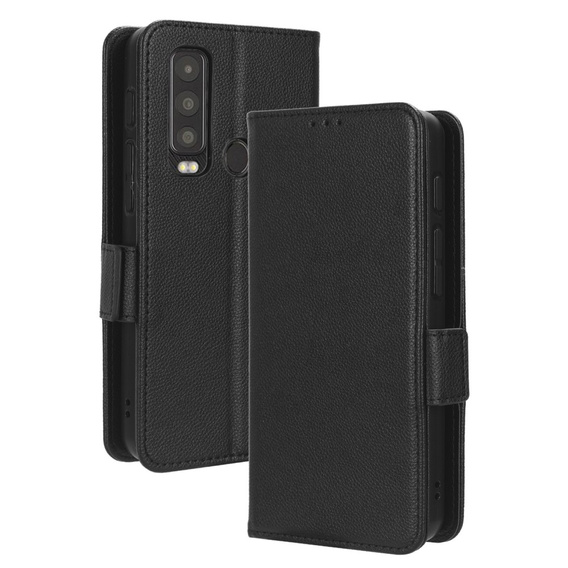 Pattintható tok a Cat S75 5G, Wallet Litchi Magnet, fekete