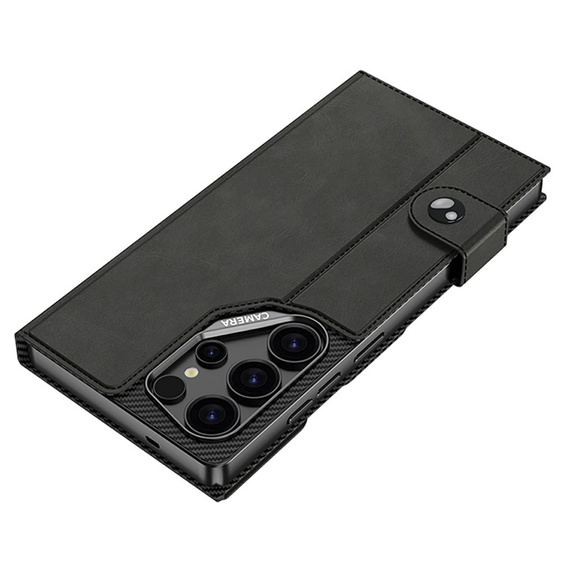 GKK kártyatartó flip tok Samsung Galaxy S26 Ultra készülékhez, szénfekete