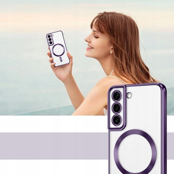 Tok Samsung Galaxy S22-hoz, Electro MagSafe, lila + üveg a képernyőhöz