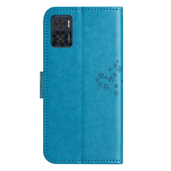 Pattintható tok a Motorola Moto E22 / E22i, Wallet, tree i sowy, kék
