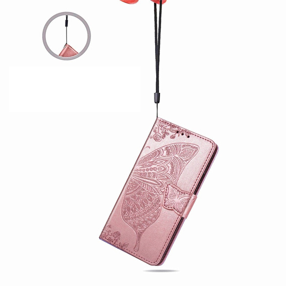 Pattintható tok a Motorola Moto G86 Power 5G, Butterfly, rózsaszín rose gold