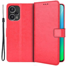 Pattintható tok a Poco F5 5G, Crazy Horse Wallet, piros