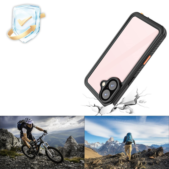 IP68 vízálló tok a iPhone 16, fekete