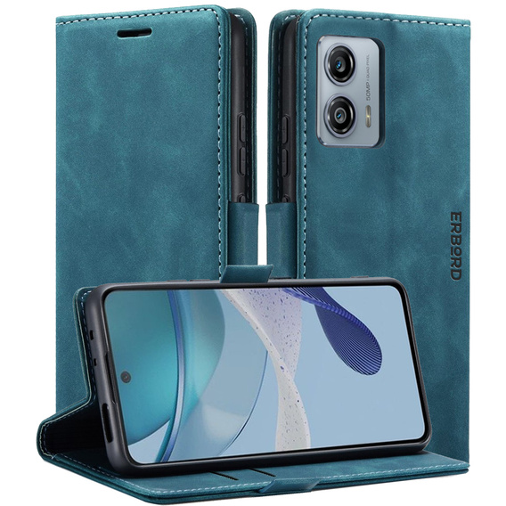 Telefontok a Motorola Moto G53, ERBORD Vintage, pénztárca patenttal, kék