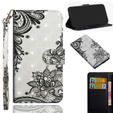 Pattintható tok a Xiaomi Redmi Note 8 Pro, Wallet flowers, fehér