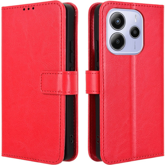 Pattintható tok a Xiaomi Redmi Note 14 4G, Crazy Horse Wallet, piros