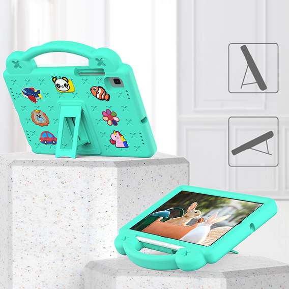 Gyermek tok Samsung Galaxy Tab S6 Lite 10.4 2020/2022 / Tab A7 2020 T500 / T505 / Tab S6 T860/T865, Cute Patterns, állvánnyal, zöld