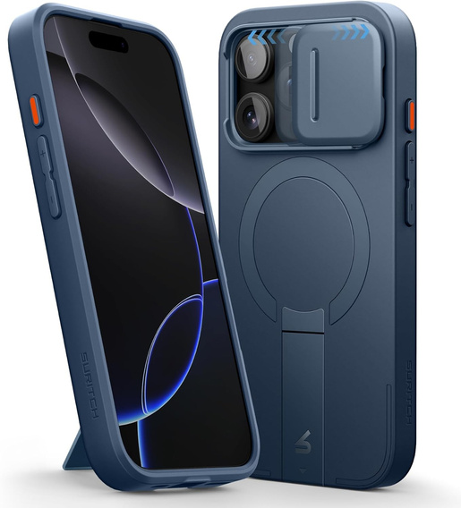 Tok iPhone 16 Pro készülékhez, Suritch Shockproof, MagSafe, sötétkék