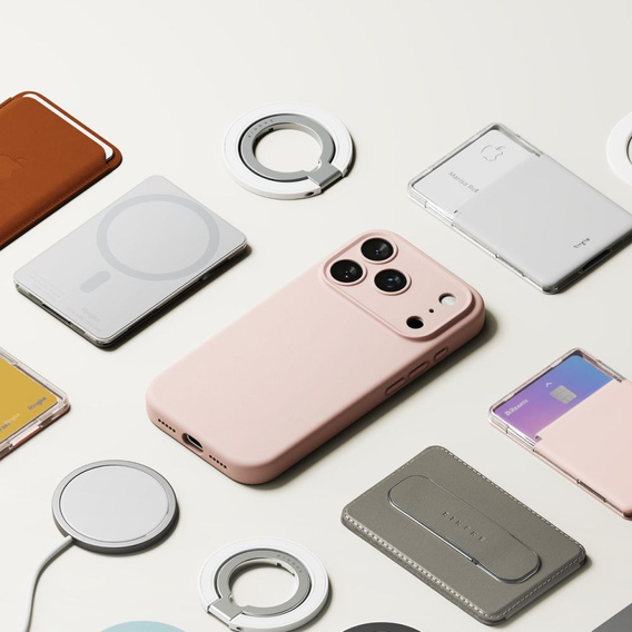 Ringke tok iPhone 17 Pro Max készülékhez, Szilikon mágneses MagSafe, rózsaszín homok