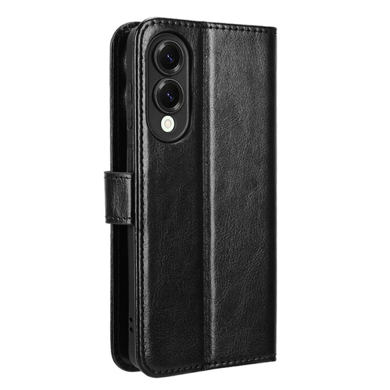 Pattintható tok a Samsung Galaxy S25 Edge, Crazy Horse Wallet, fekete