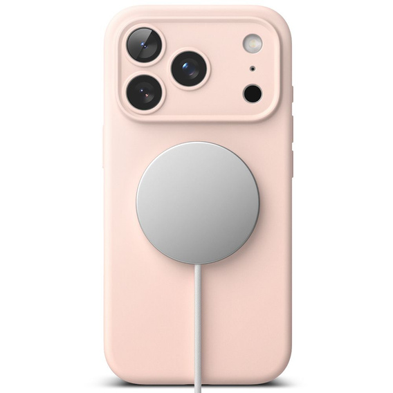 Ringke tok iPhone 17 Pro Max készülékhez, Szilikon mágneses MagSafe, rózsaszín homok