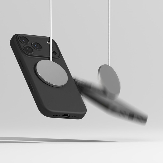 Ringke tok iPhone 17 Pro Max készülékhez, szilikon mágneses MagSafe, fekete