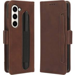 Pattintható tok a Samsung Galaxy Z Fold 5 5G, Card Slot, barna