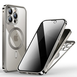 Tok iPhone 15 Pro Max készülékhez, Privacy Dual Glass, MagSafe-hoz, ezüst