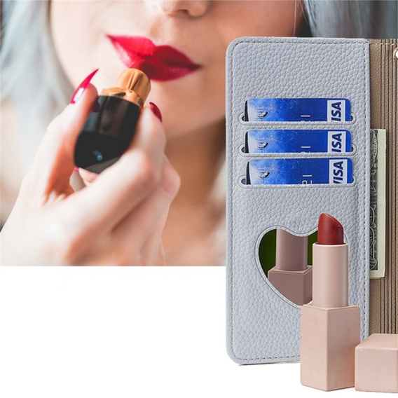 Flip tok Infinix Hot 40i, Wallet Zipper Pocket, tükörrel, kék