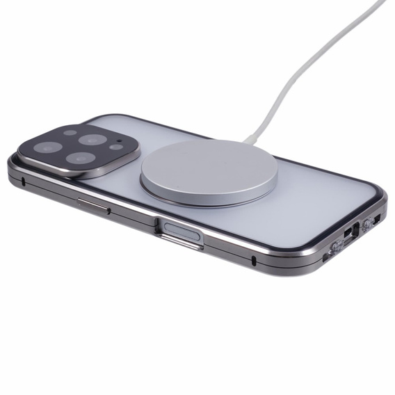 Magnetic Dual Glass MagSafe tok iPhone 16 Pro Max, titánium