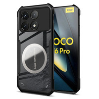 Tok Xiaomi Poco F6 Pro, mágneses lemezzel, átlátszó / fekete